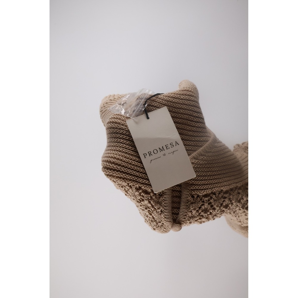 Promesa‎ Sweater Dress Pointelle Knit S Natural Tan Long Sleeve Boho UDB1007-VC - Picture 5 of 7
